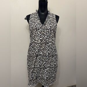 Tommy Bahama Women’s Brown and White Patterned Mini Linen Dress XS